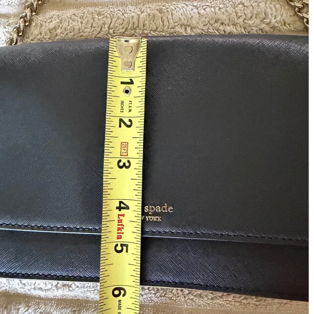 Kate Spade New York Black Saffiano Leather Chain Crossbody Bag Gold Hardware